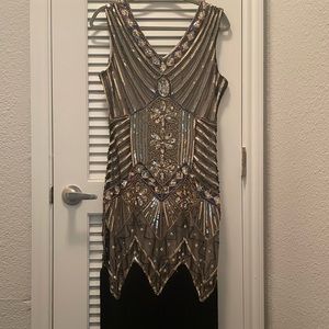 Sequin and beaded vintage flapper dress